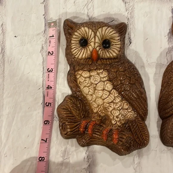 Vintage 70s Owl Pair Set of Two Foam Wall Hangings MCM - Picture 5 of 9